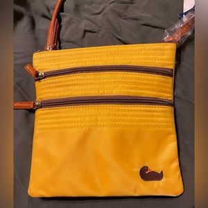 Dooney & Bourke Triple Zip Yellow Pink Interior Crossbody Purse Bag